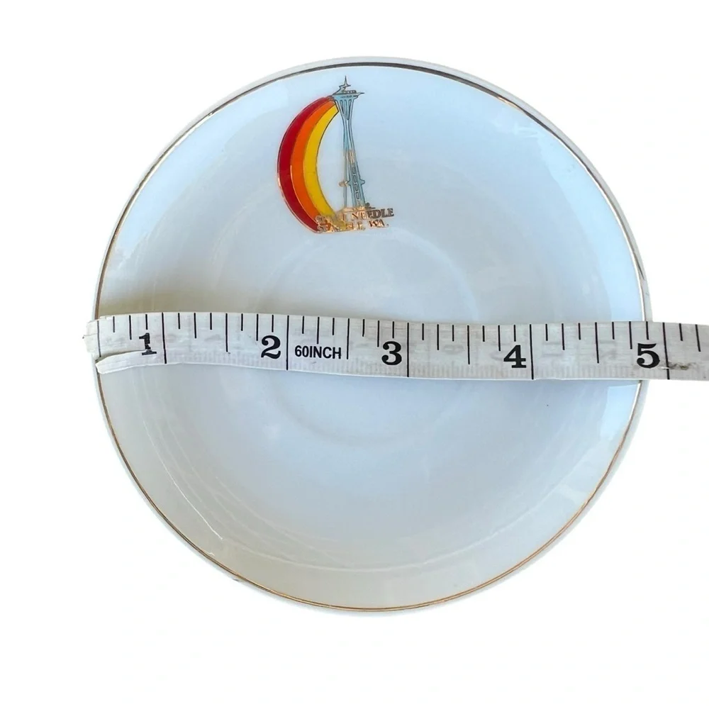 Vintage Space Needle Seattle Washington Souvenir Saucer Set Made in Japan 5”